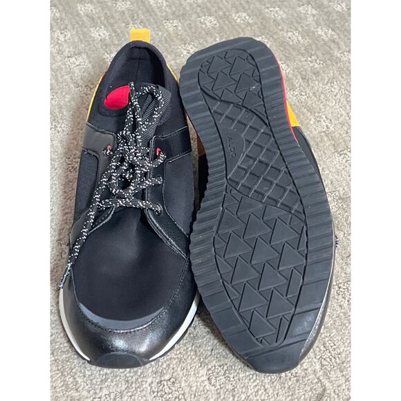 Aldo Size 9 Black Red Yellow Sneakers worn once Very Comfortable‎ - Picture 5 of 7